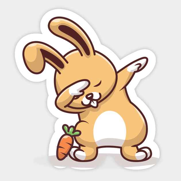 Cute Rabbit Dabbing Pose With Carrot Sticker by Catalyst Labs